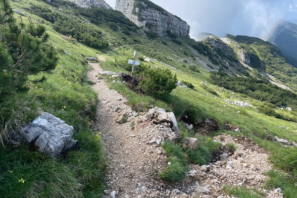 Bivio sinistra
destra per Rifugio Casarota
al rientro a sinistra